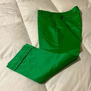 New pants not used , size 4 green color capri with cuff stretch material
